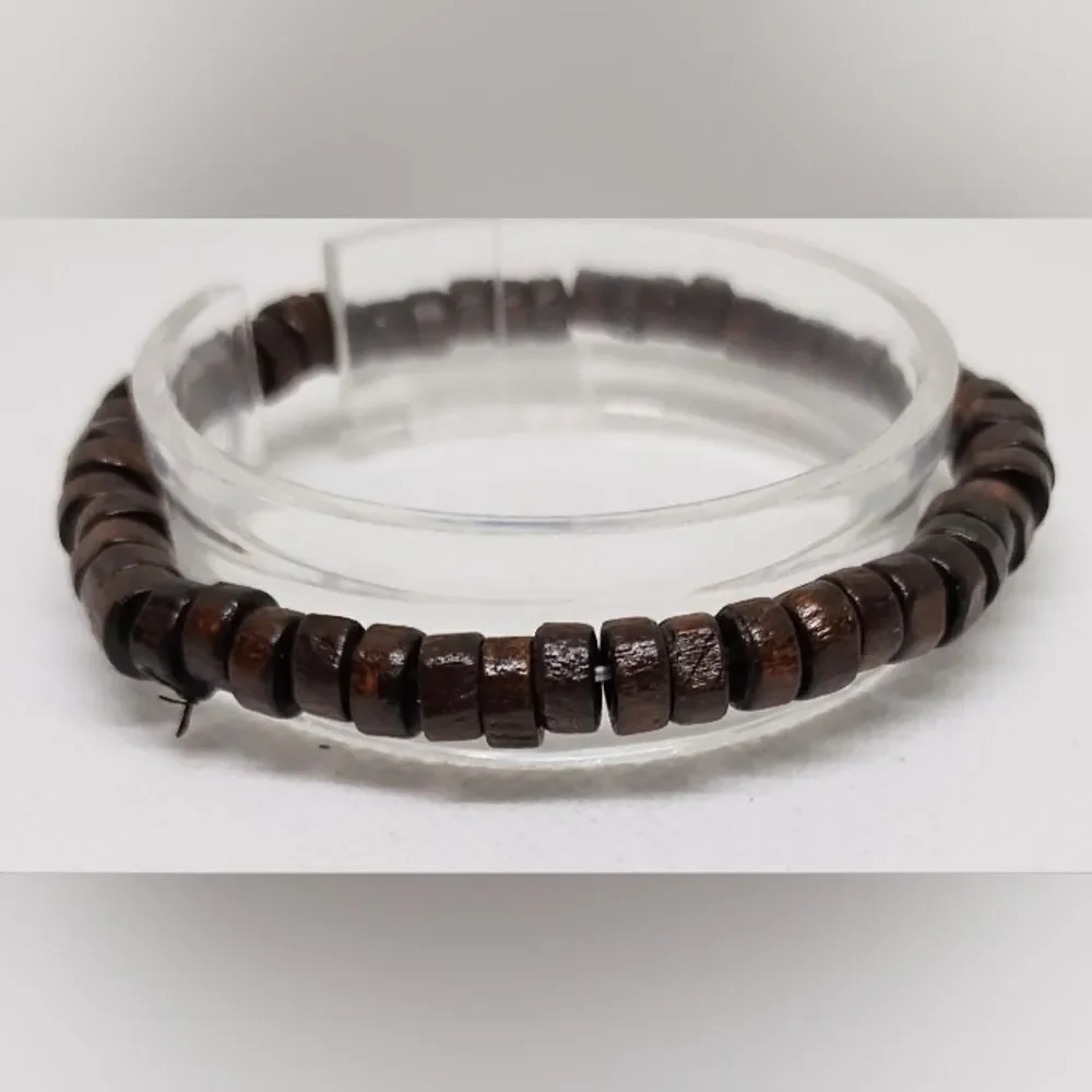 Men's bracelet beaded beads brown new e69